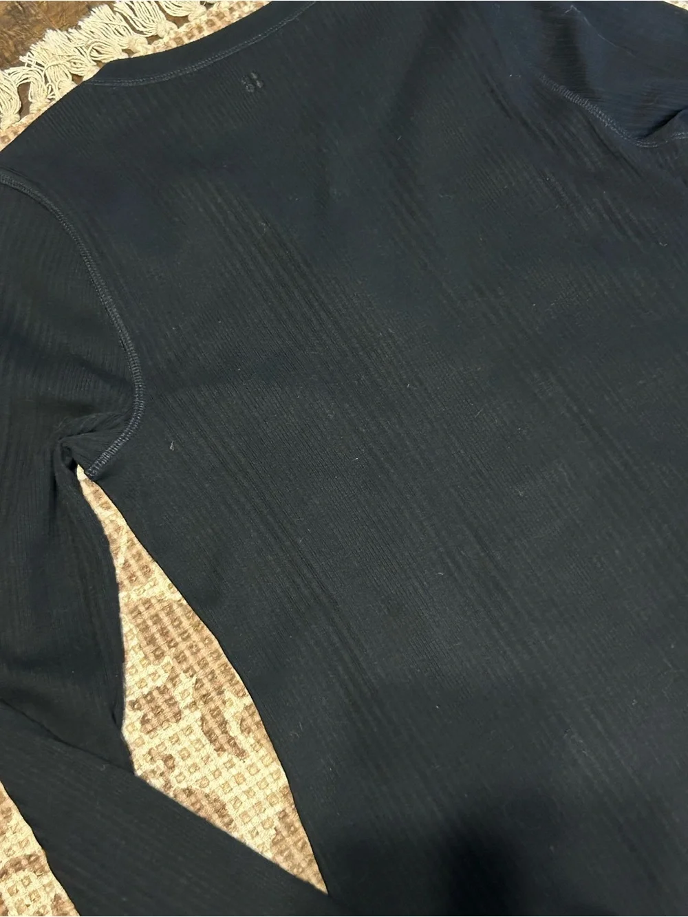 Sweaty Betty Black Ribbed Long-Sleeve Maxi Henley Dress